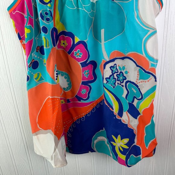 Trina Turk Sea Cove Beachballer‎ Tank Size Large 100% Silk - Picture 4 of 4